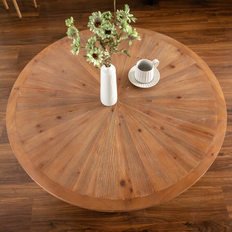 39.37" Vintage Style Accent TwoTone Round Dining Table, Small Size